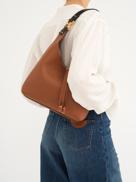 Small Marcie hobo bag in grained leather