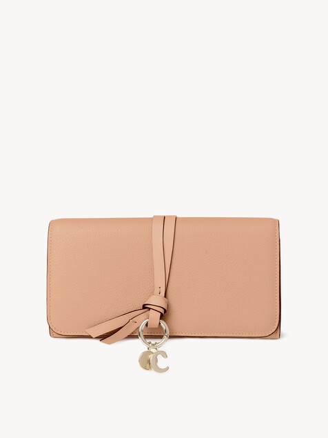 Alphabet wallet with flap in grained leather