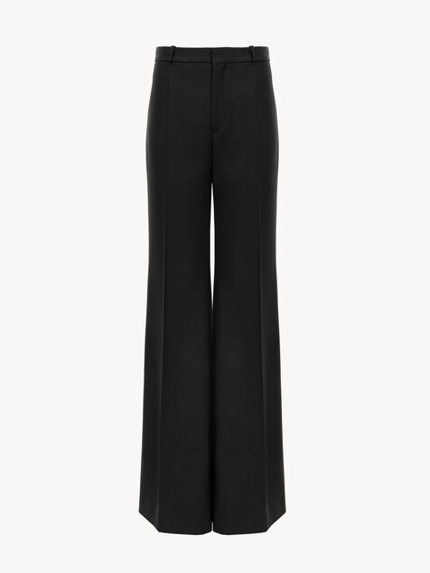 Flared tailored trousers in wool grain de poudre