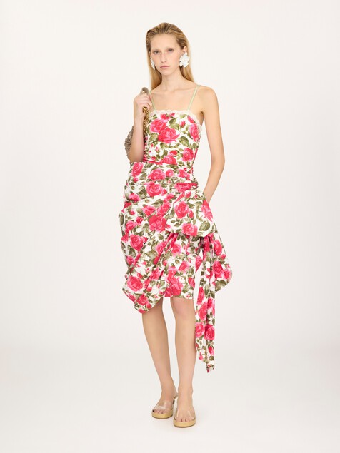 Knee-length wrap skirt in cotton poplin