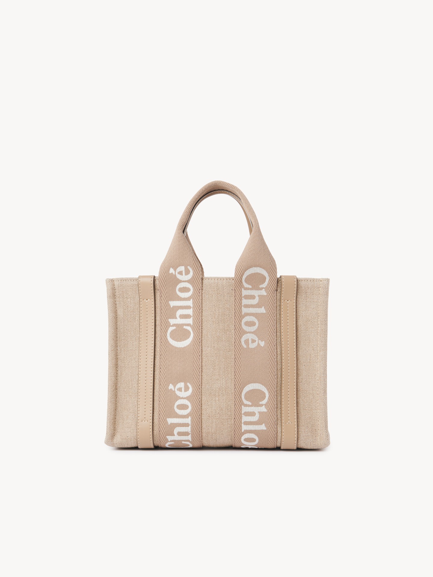 Small Woody tote bag in linen - 6