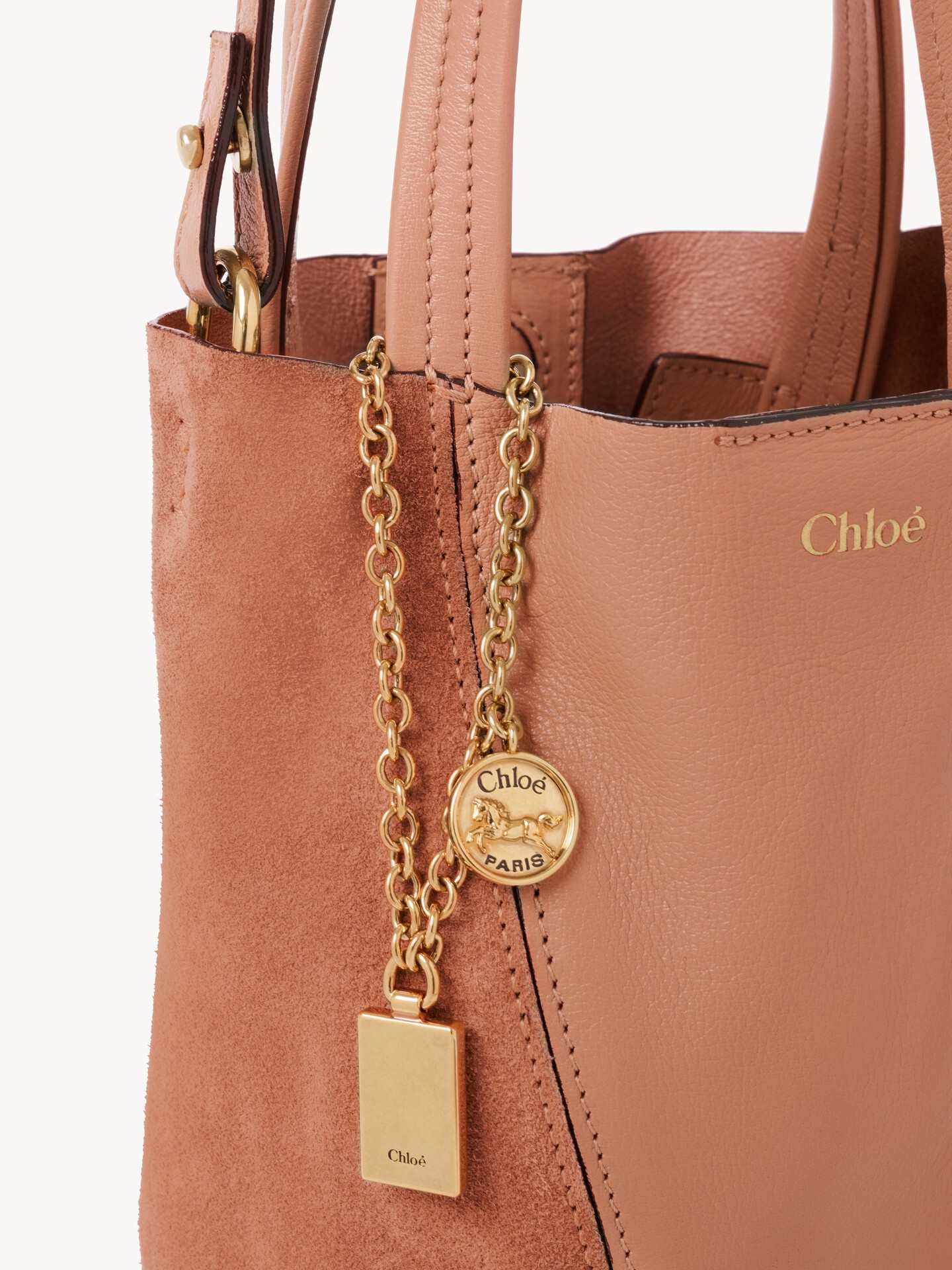 Small Chlo&eacute; Spin tote bag in grained and suede leather - 6