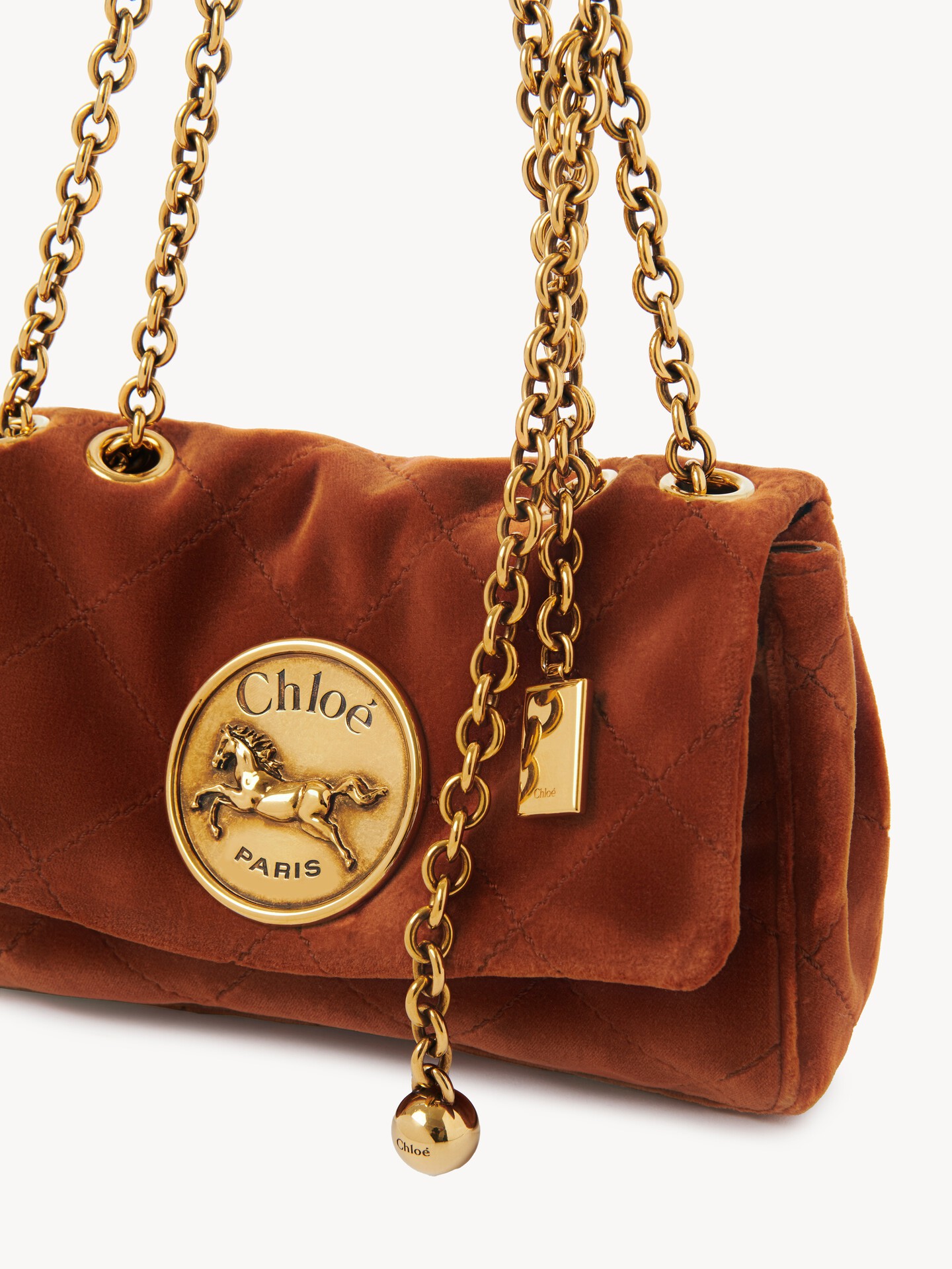 Small Chloé Heritage shoulder bag in velvet - 8