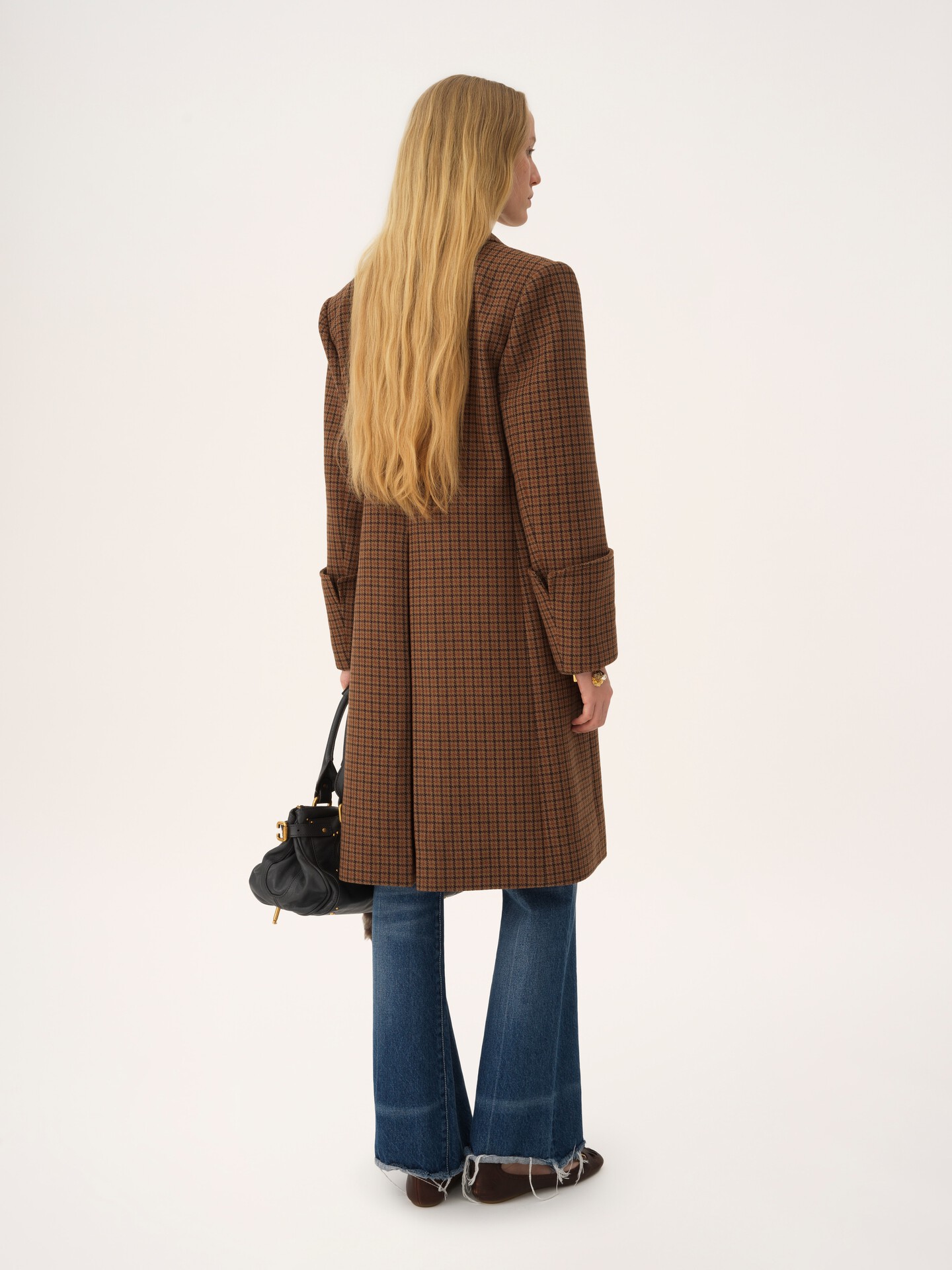 Riding coat in houndstooth wool - 6