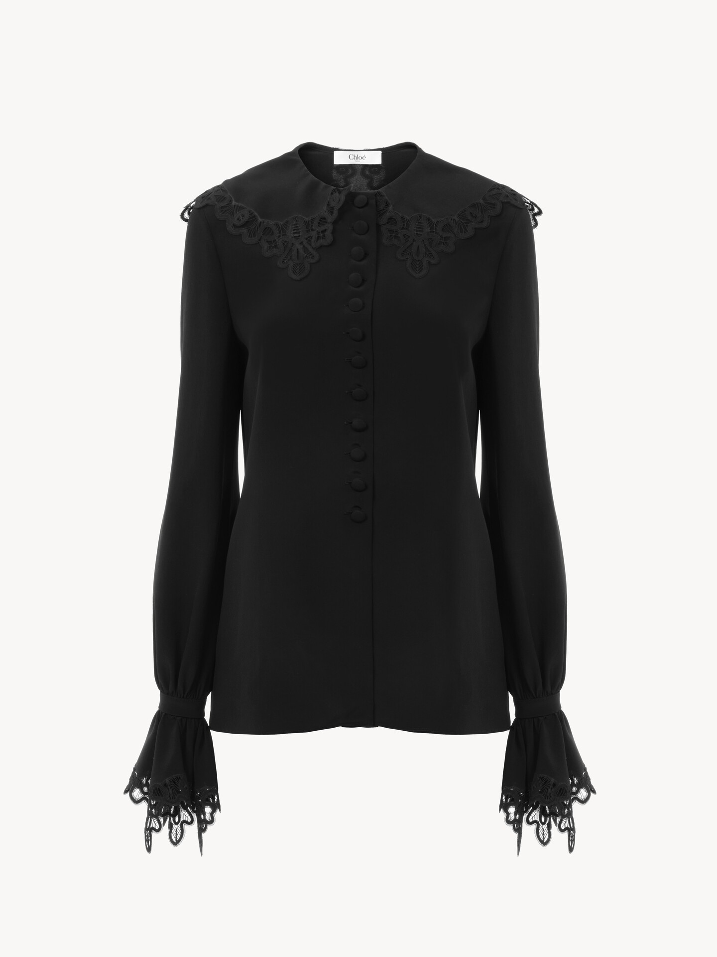 Fluid blouse in crêpe de chine & lace - 2