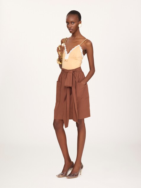 Cotton poplin pencil skirt