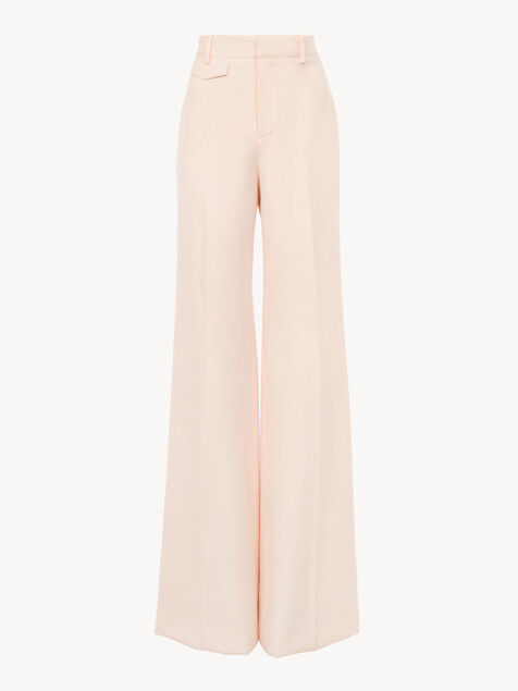 High-rise flared trousers in wool gabardine