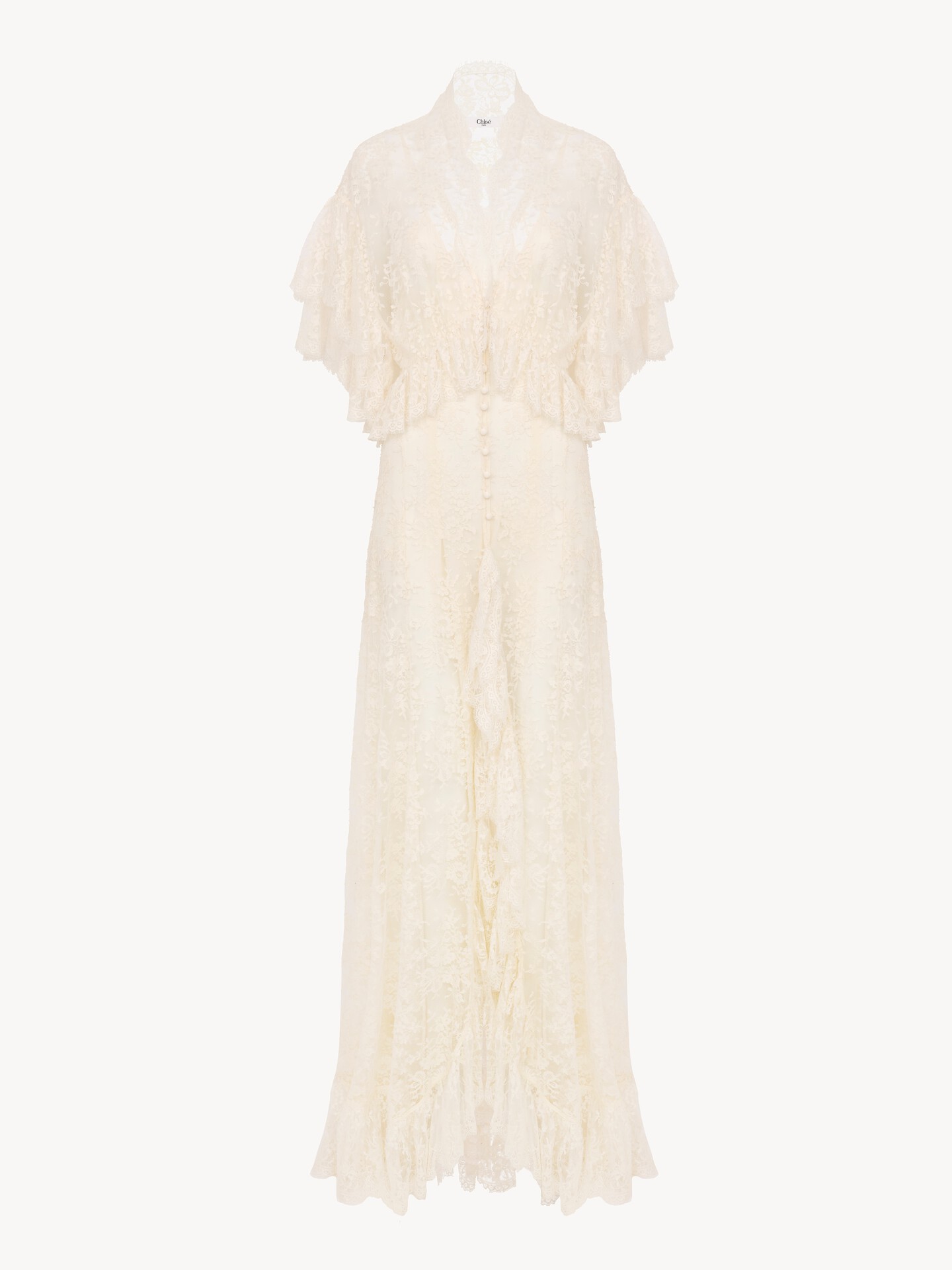 Long ruffled dress in lace - 2