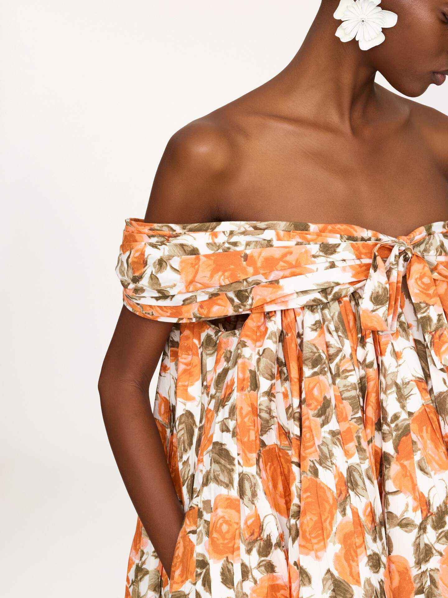 Off-the-shoulder mini dress in cotton poplin - 6
