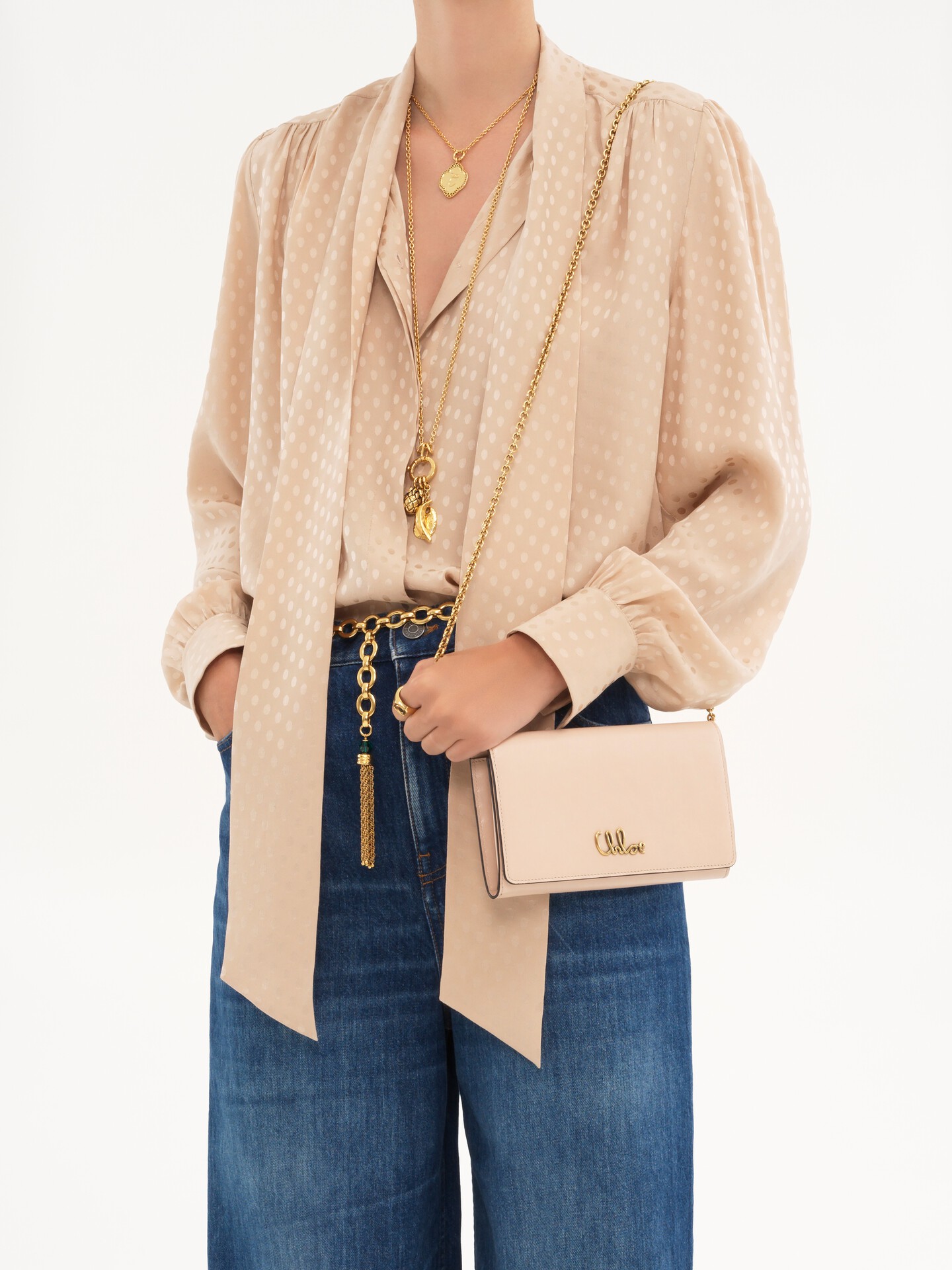 Chlo&eacute; Iconic flap wallet on chain in shiny leather - 4