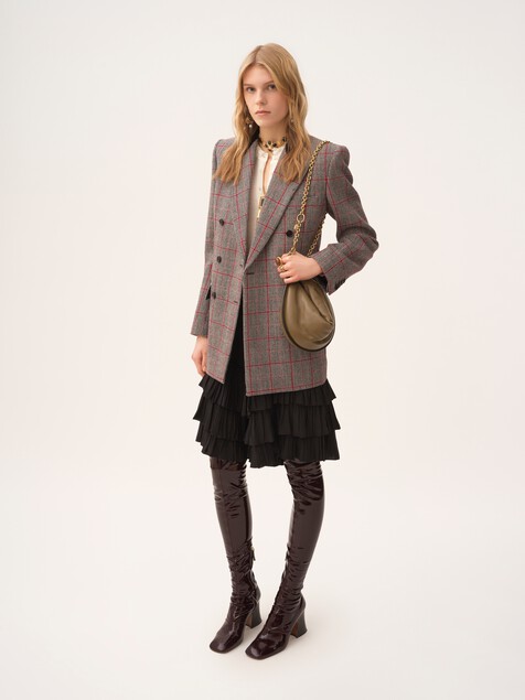 Double-breasted tailored jacket in wool check