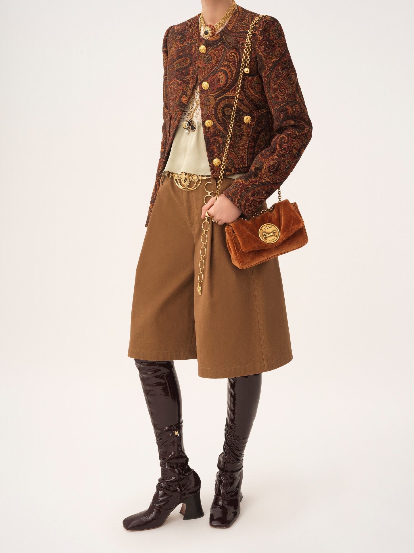 Small Chlo&eacute; Heritage shoulder bag in velvet - 4