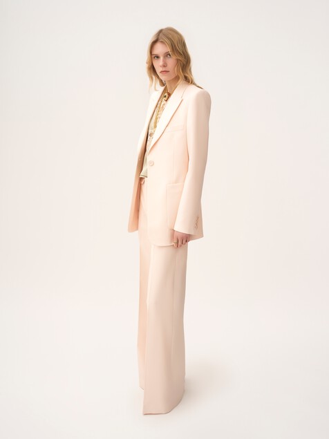 Single-breasted tailored jacket in wool gabardine