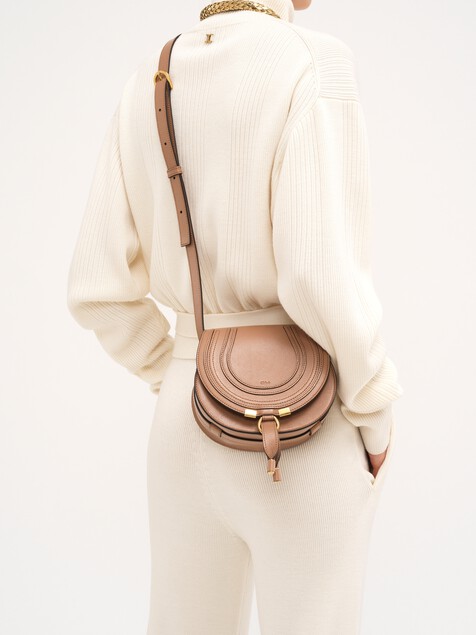 Small Marcie saddle bag in shiny leather