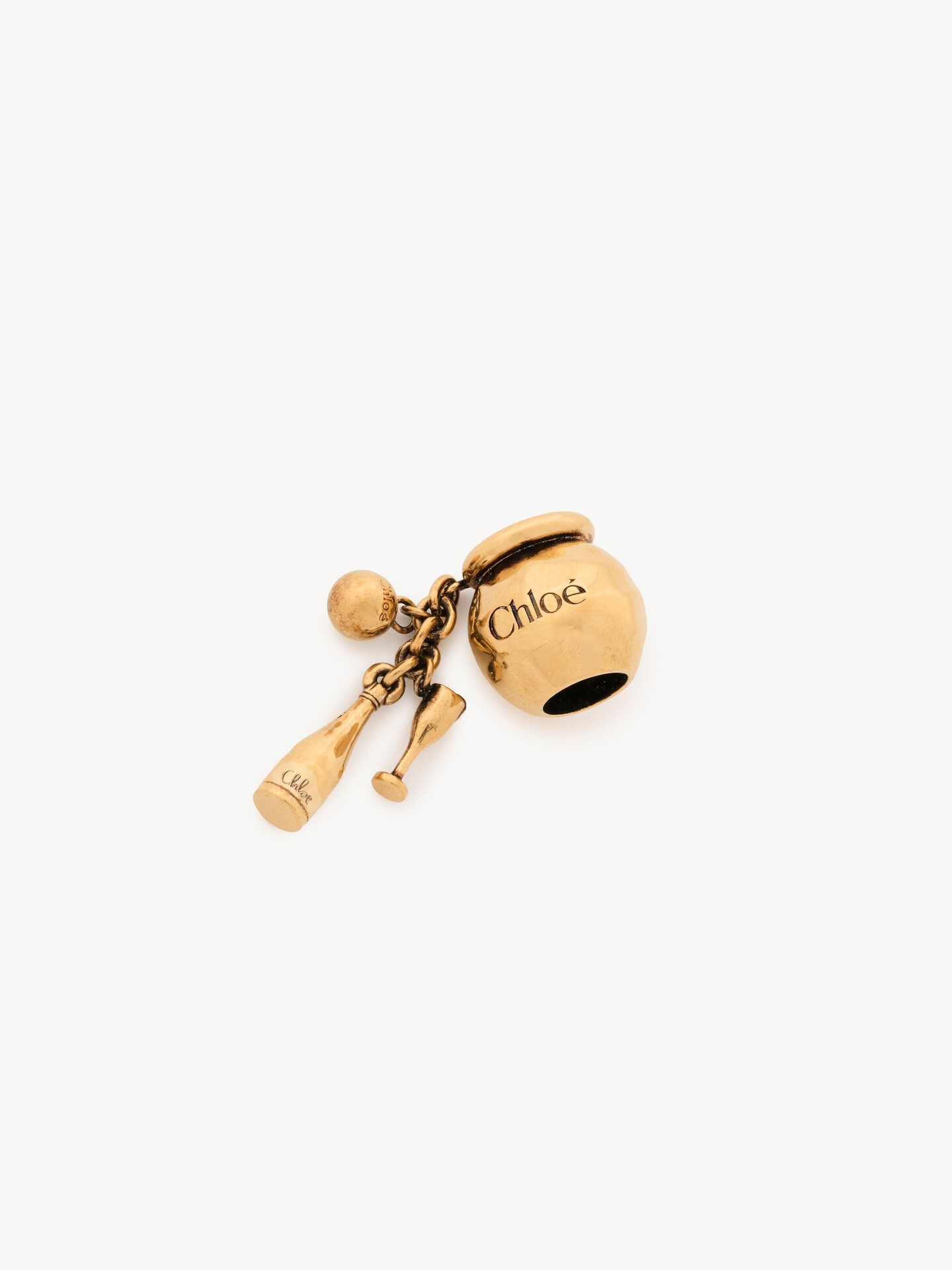 Sphere Bottle & Glass Dice charm for Bracelet bag in brass - 2