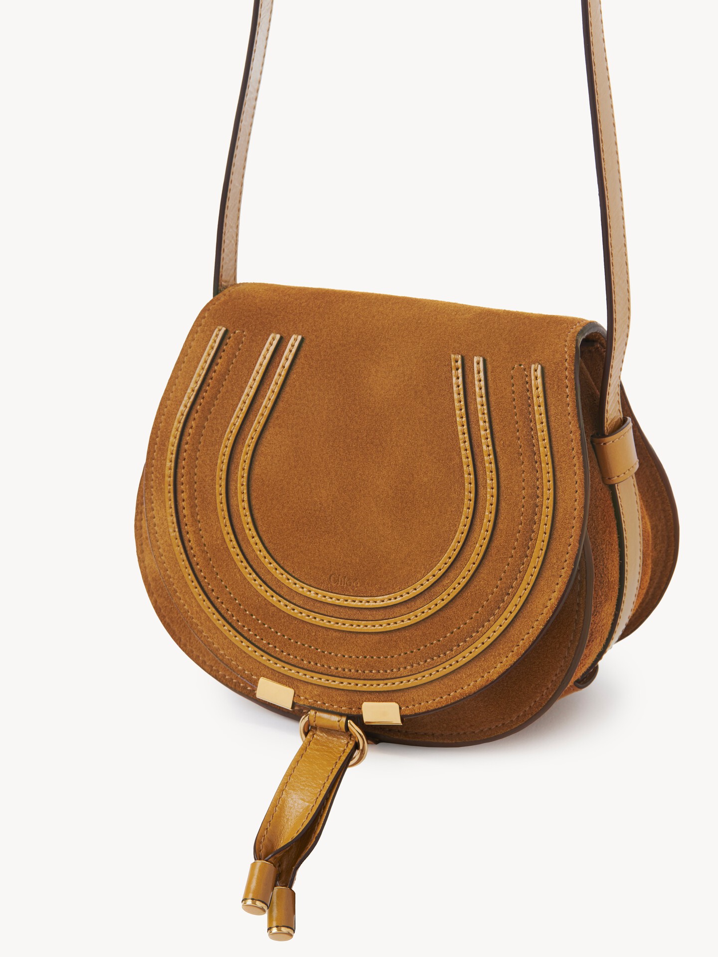 Small Marcie saddle bag in suede leather - 5
