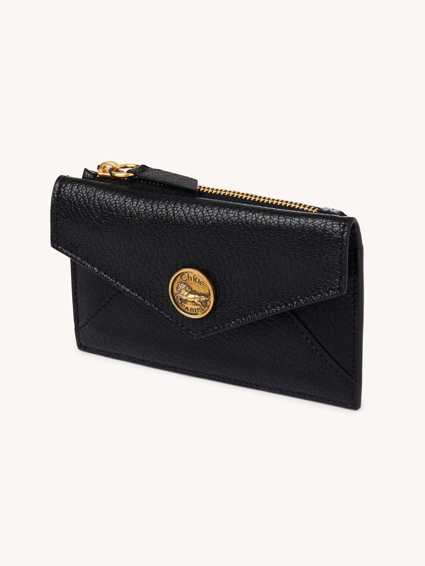 Small Envelope purse with card slots in grained leather - 3