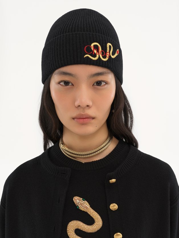 The Chloé Snake beanie in wool & cashmere knit - 4