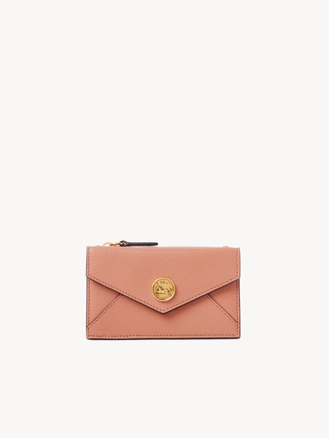 Small Envelope purse with card slots in grained leather
