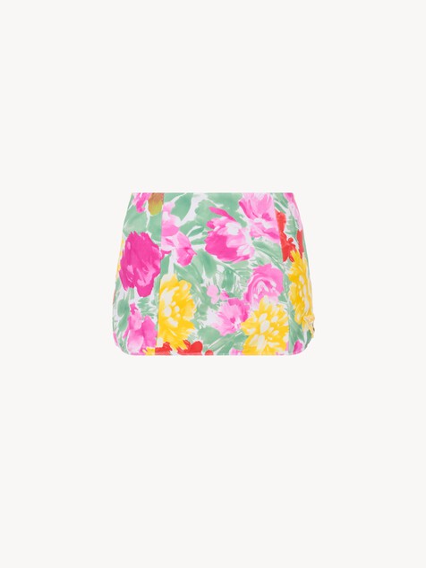 Garden-print high-waisted swim skirt