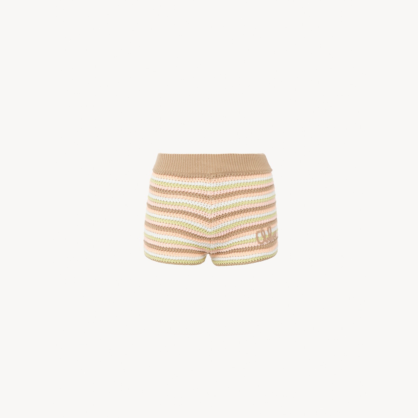 High-rise logo mini shorts in a cotton crochet knit - 7