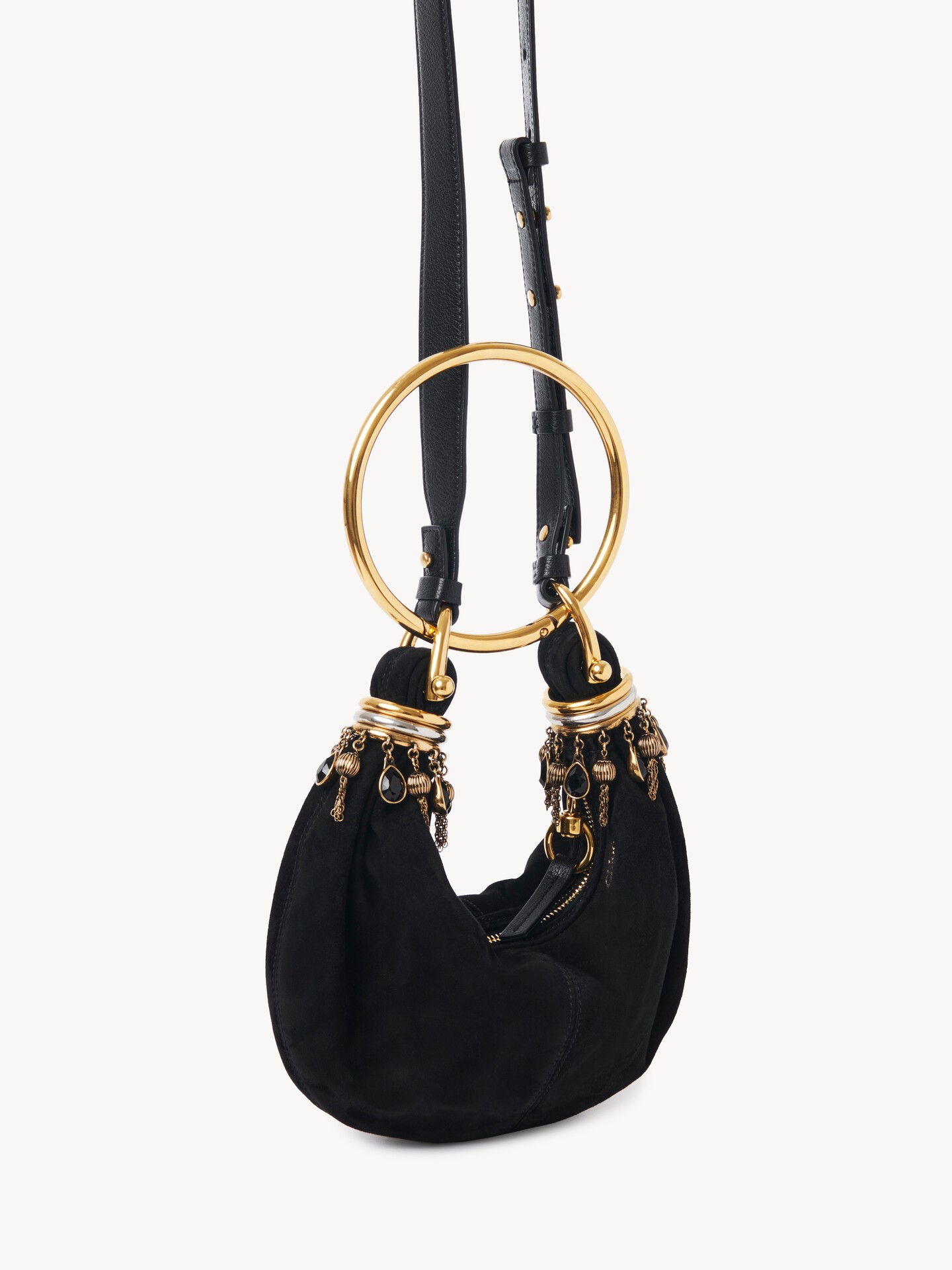 Mini Beaded Bracelet Hobo bag in suede leather - 5