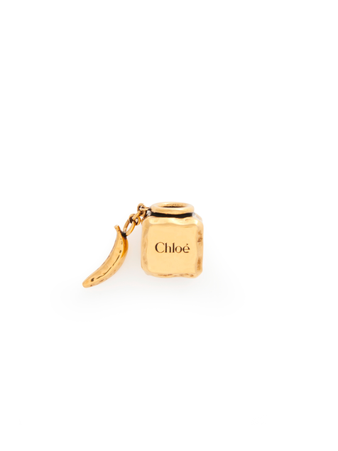 Cube Banana Dice bracelet charm in brass