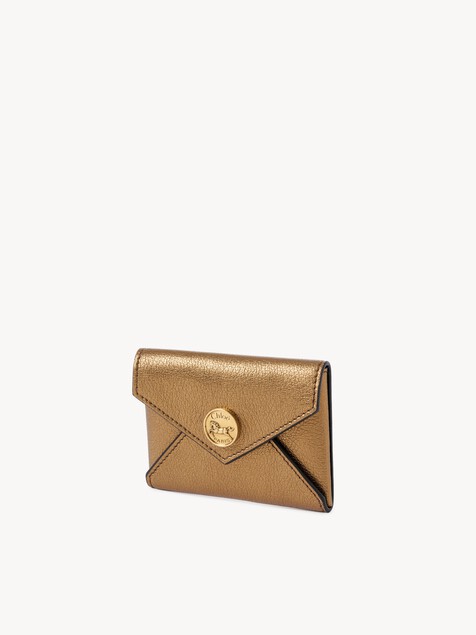 Envelope card holder in metallic leather