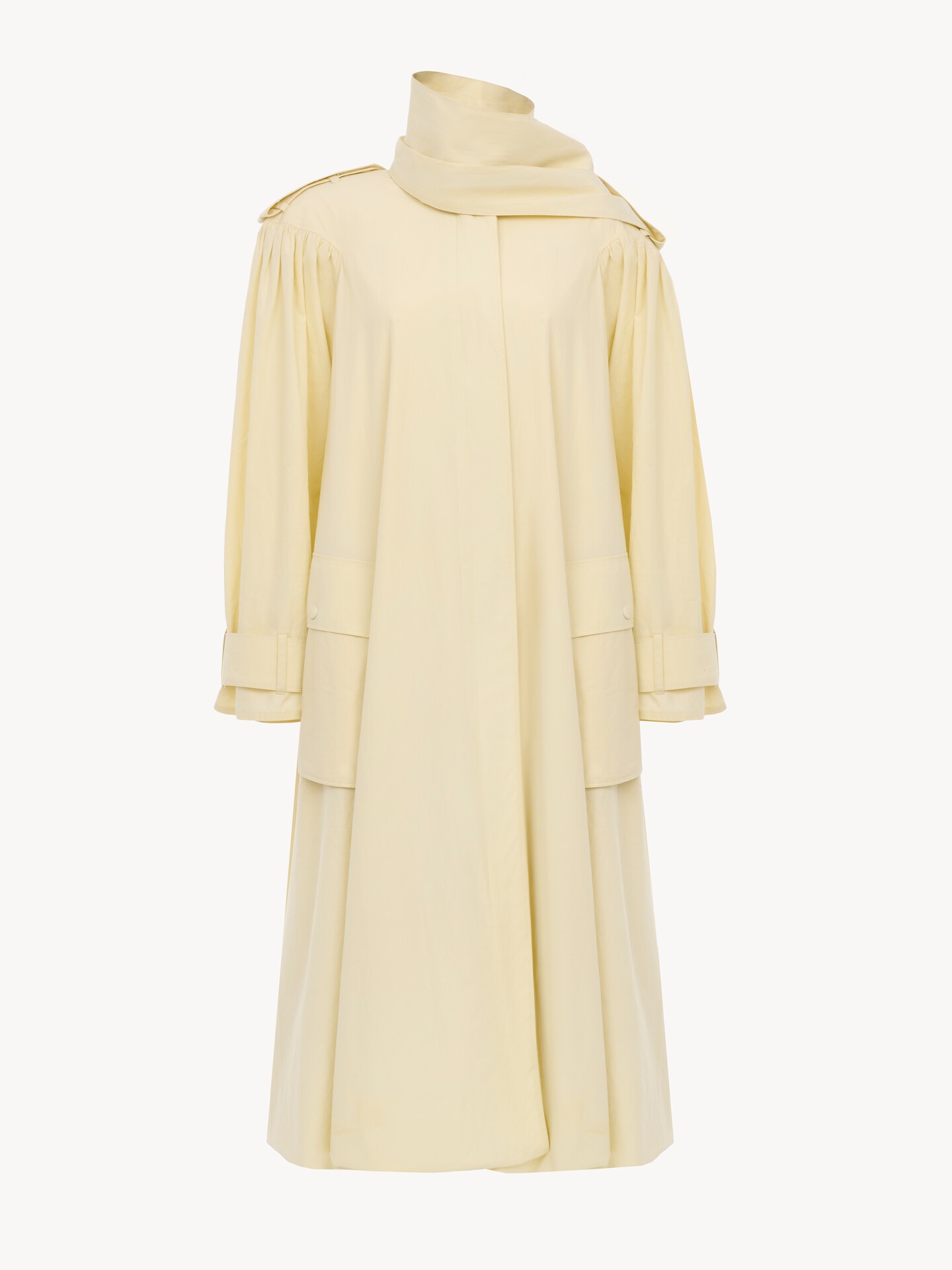 High-neck scarf trench coat in cotton poplin - 2