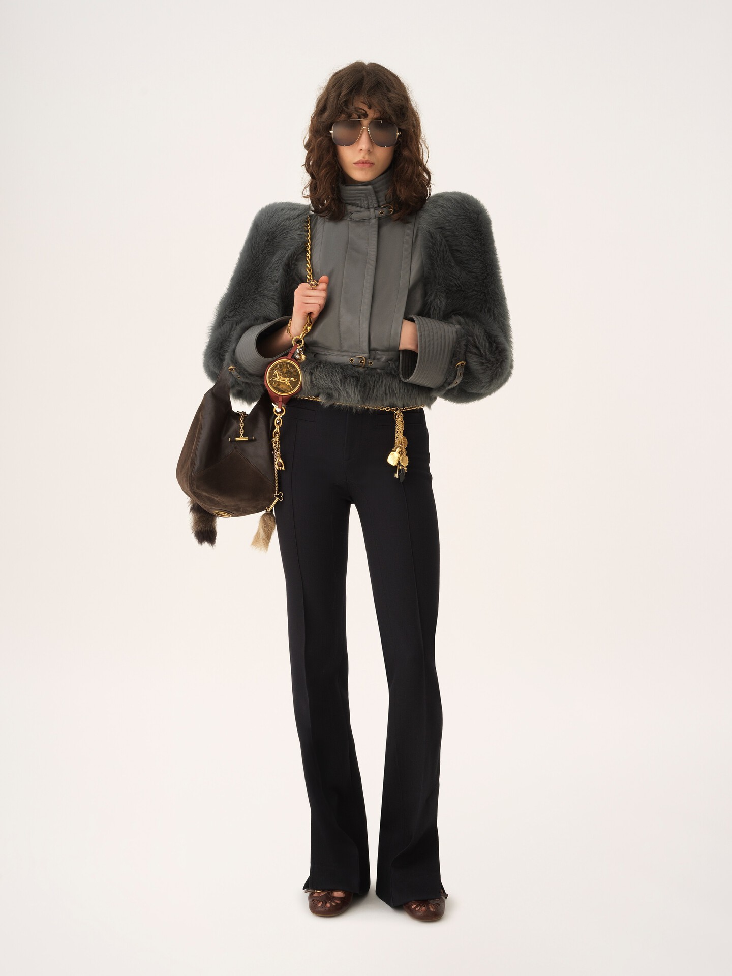 High-neck hybrid jacket in leather - 3