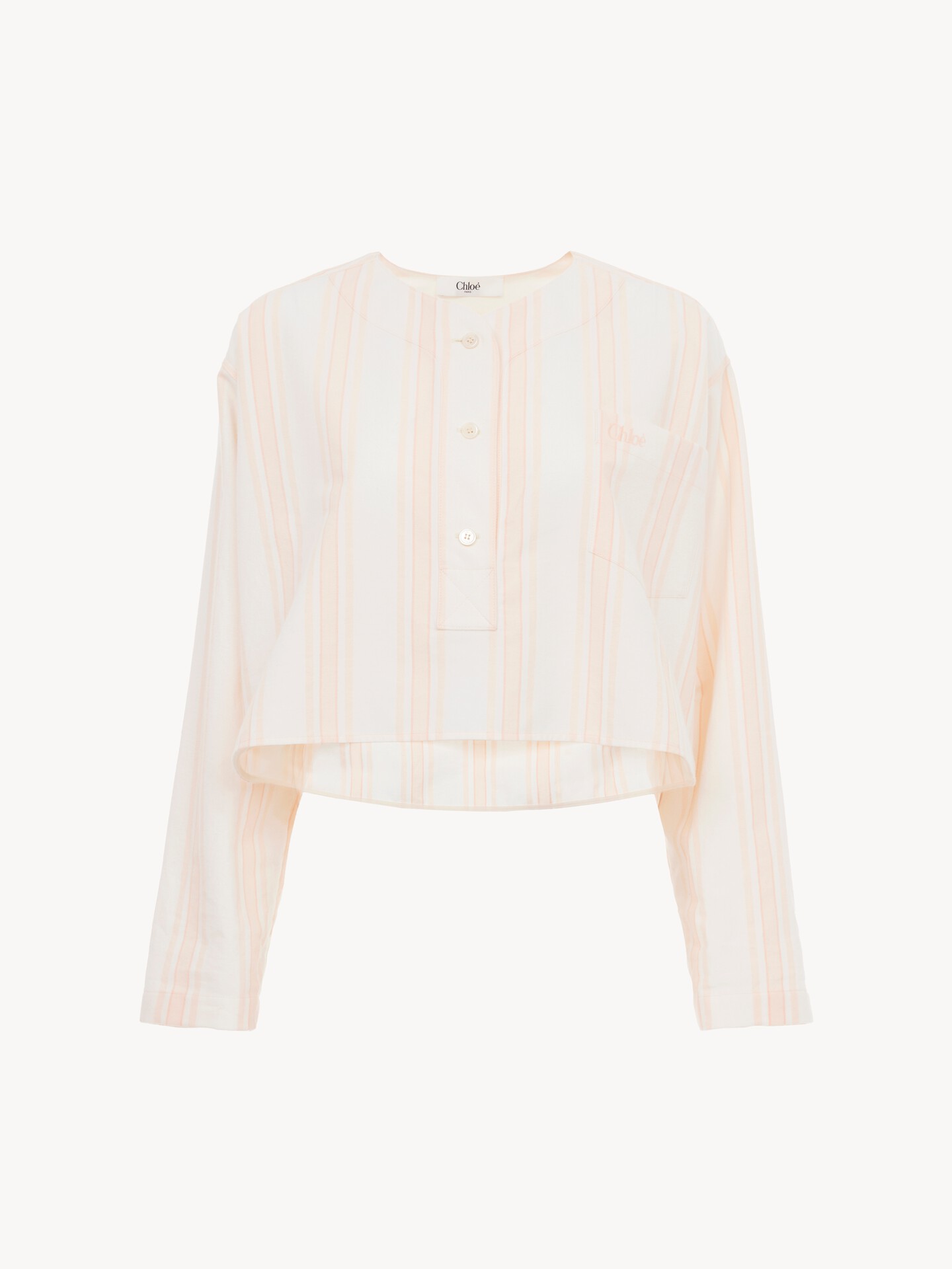 Long-sleeve cropped top in cotton - 1