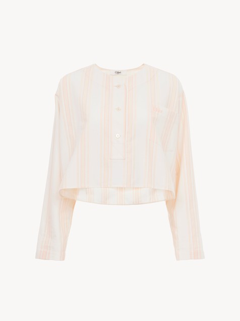 Long-sleeve cropped top in cotton