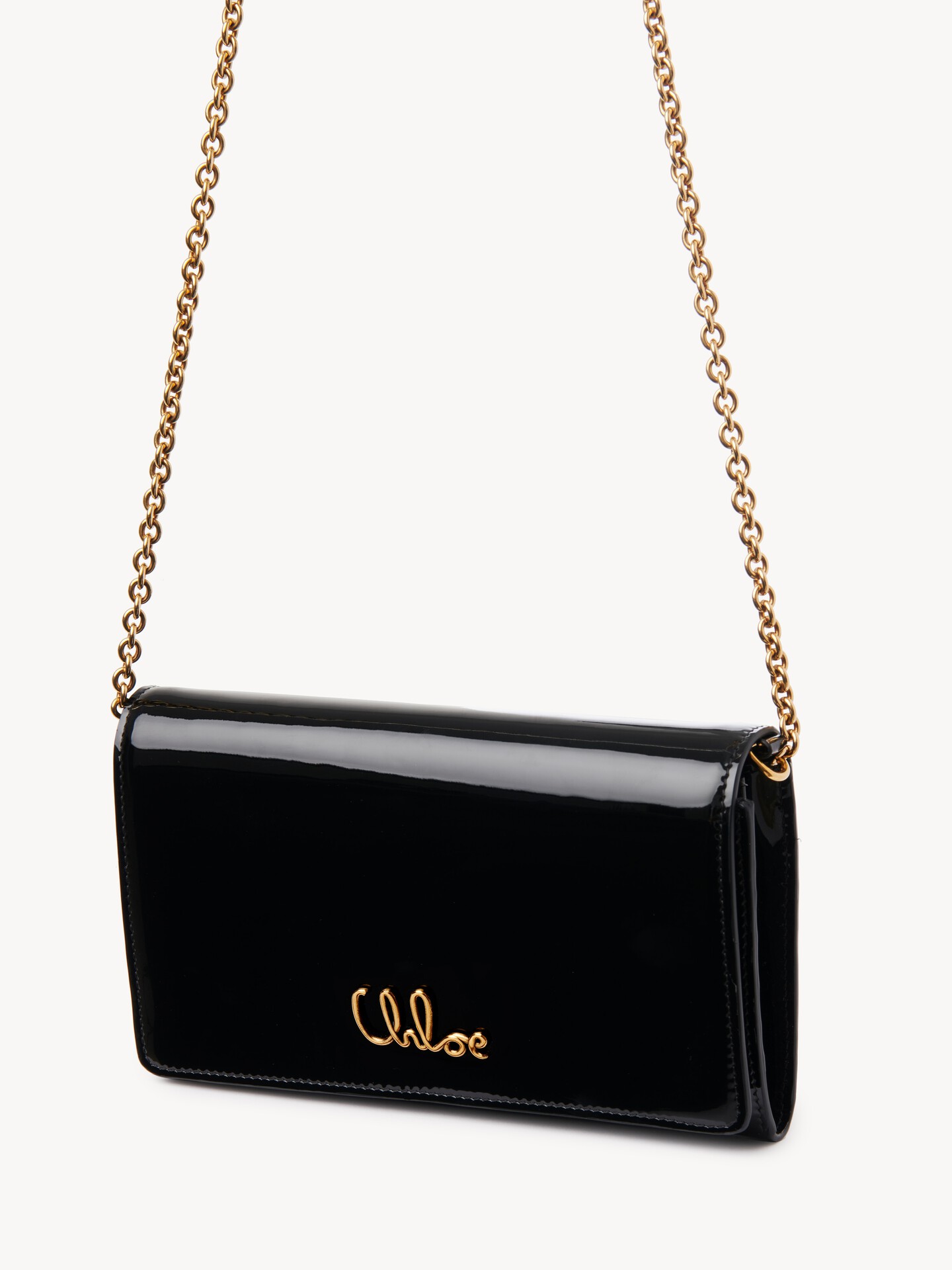 Chlo&eacute; Iconic flap wallet on chain in patent leather - 5