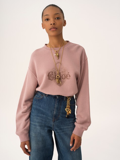 Oversized logo jumper in chin&eacute; fleece