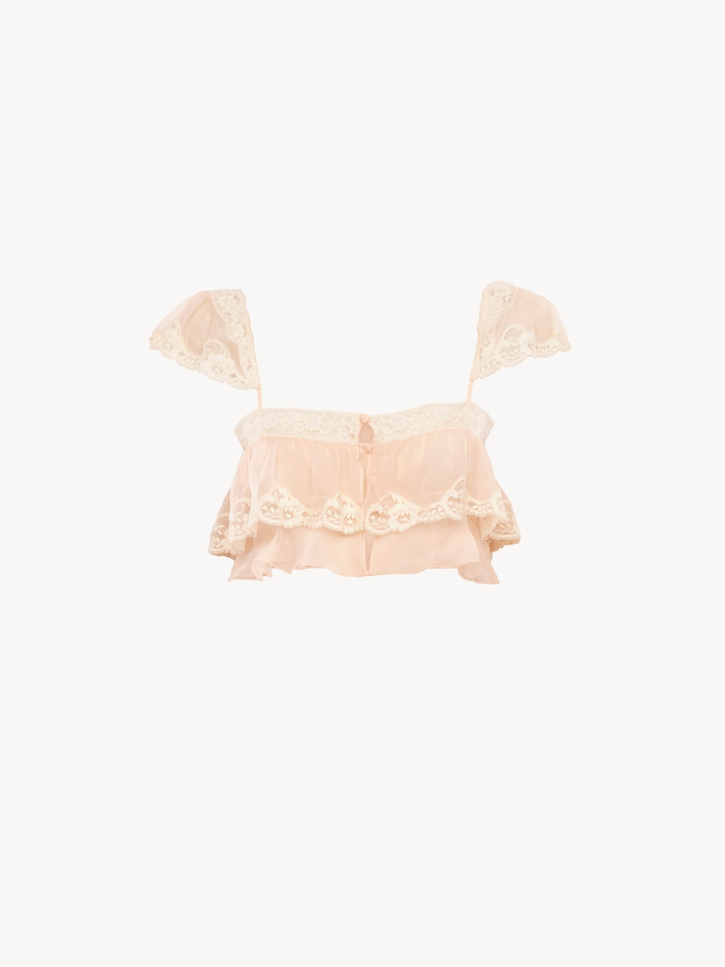 Ruffled bralette in silk mousseline & lace - 2