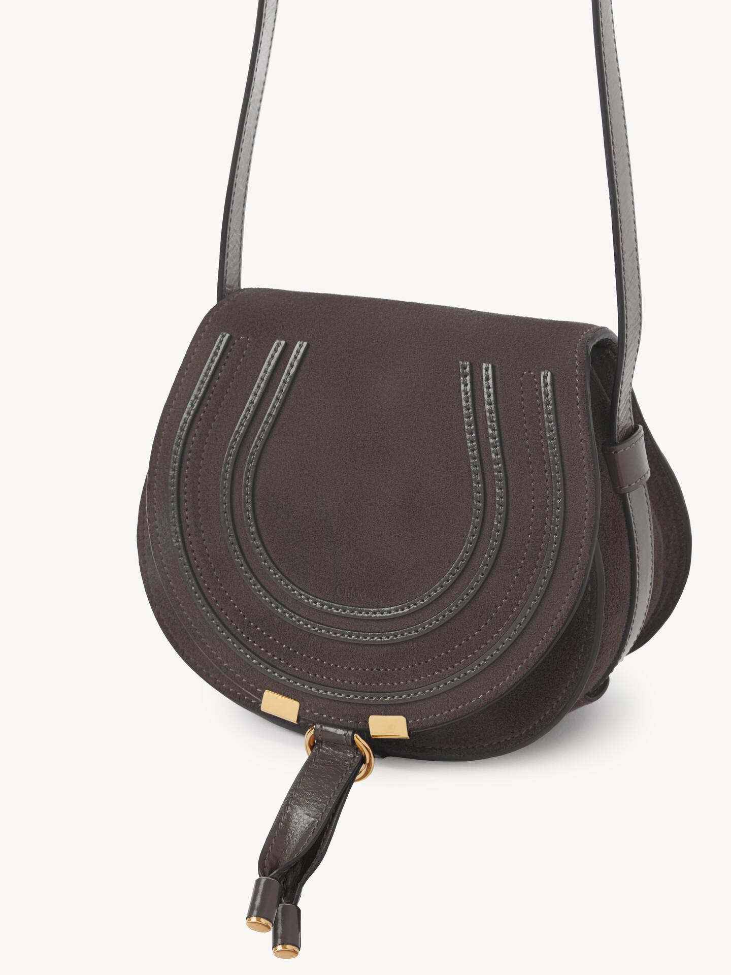 Small Marcie saddle bag in suede leather - 3