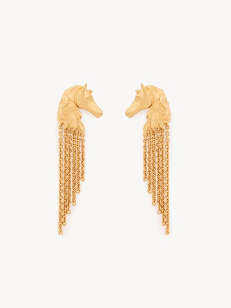 The Chlo&eacute; Chain Horse earrings