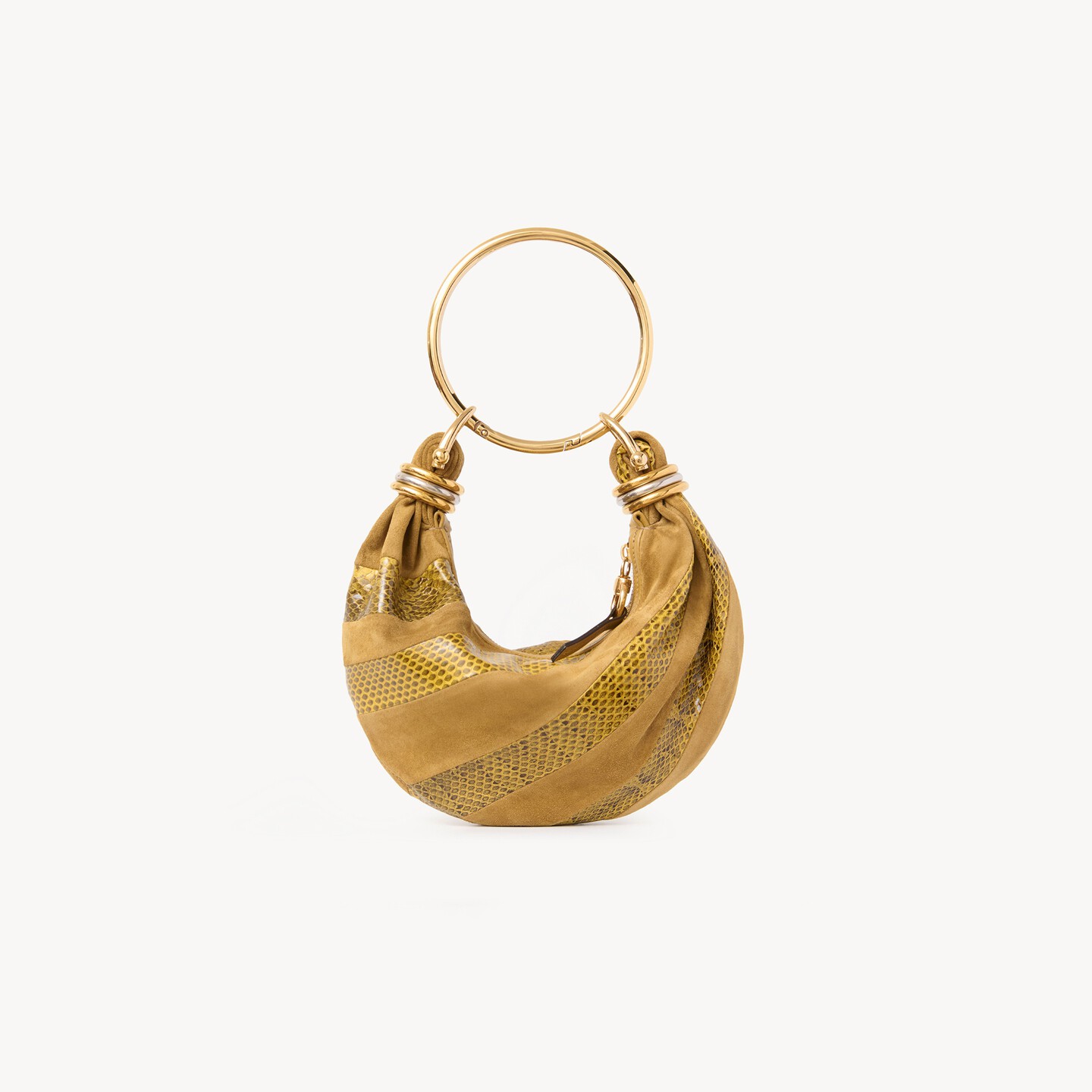 Mini Bracelet Hobo bag in suede leather & snakeskin - 7