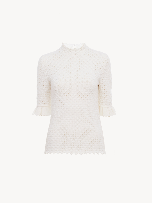 Short-sleeve sweater in wool & cashmere knit - 2