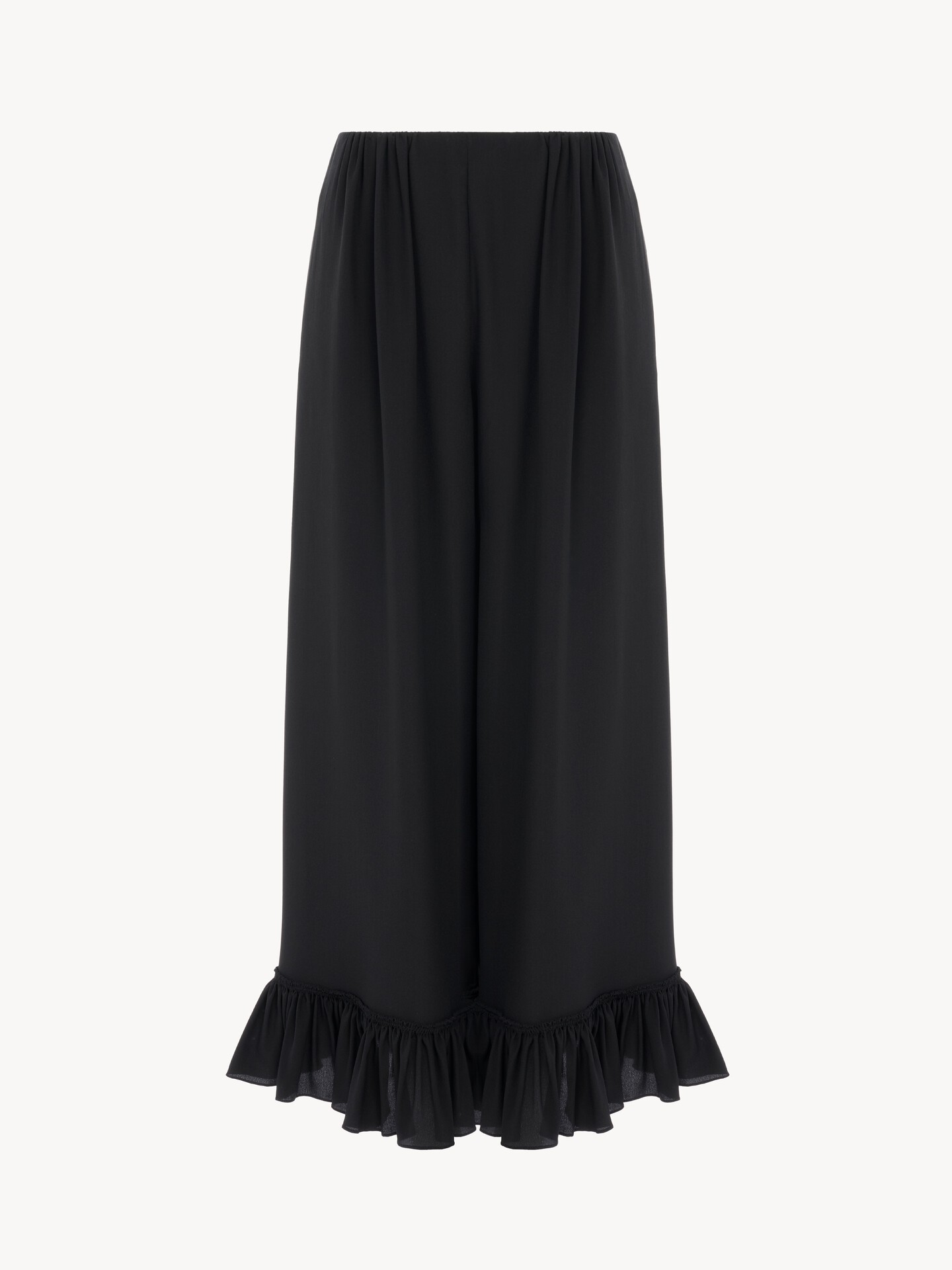 Cropped fluid trousers in cr&ecirc;pe de chine - 2
