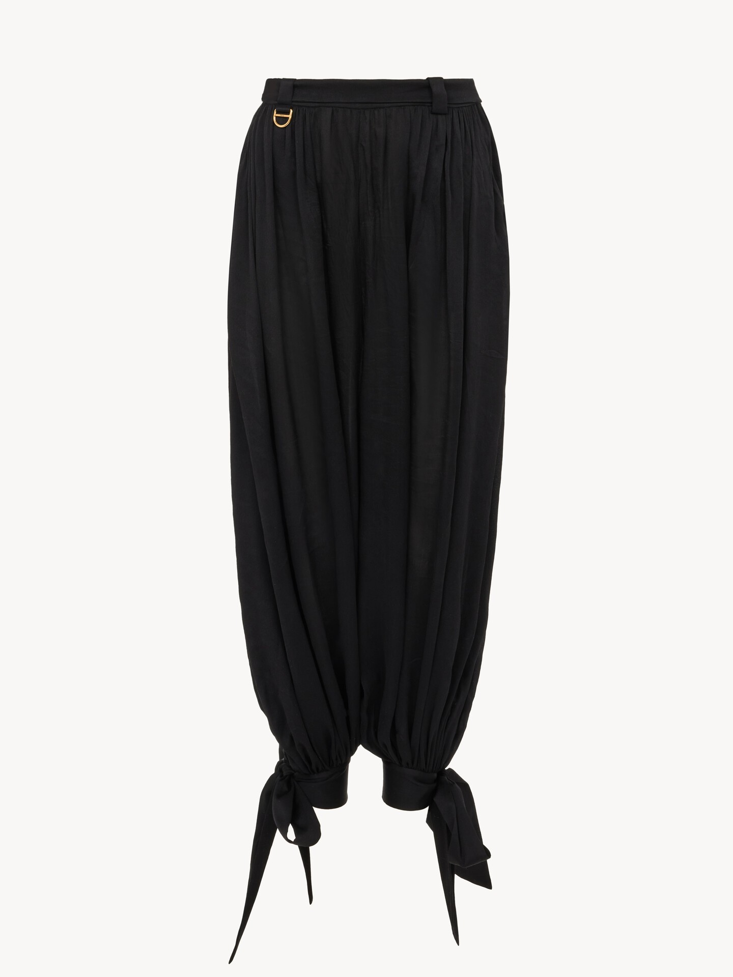 Pleated flowy trousers in cr&ecirc;pe de chine - 2
