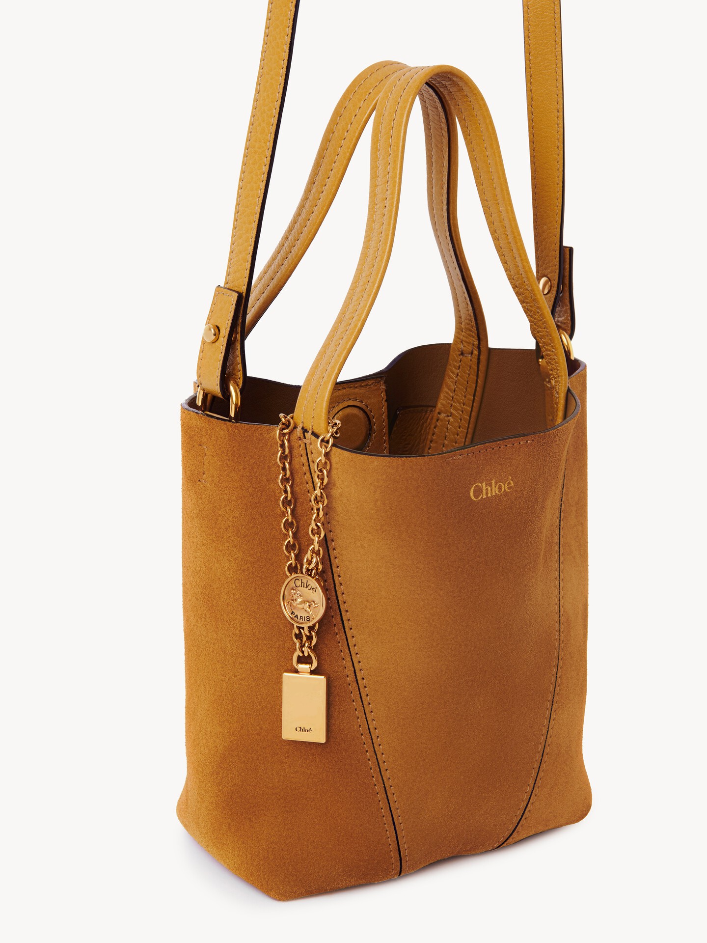 Small Chloé Spin tote bag in suede leather - 6