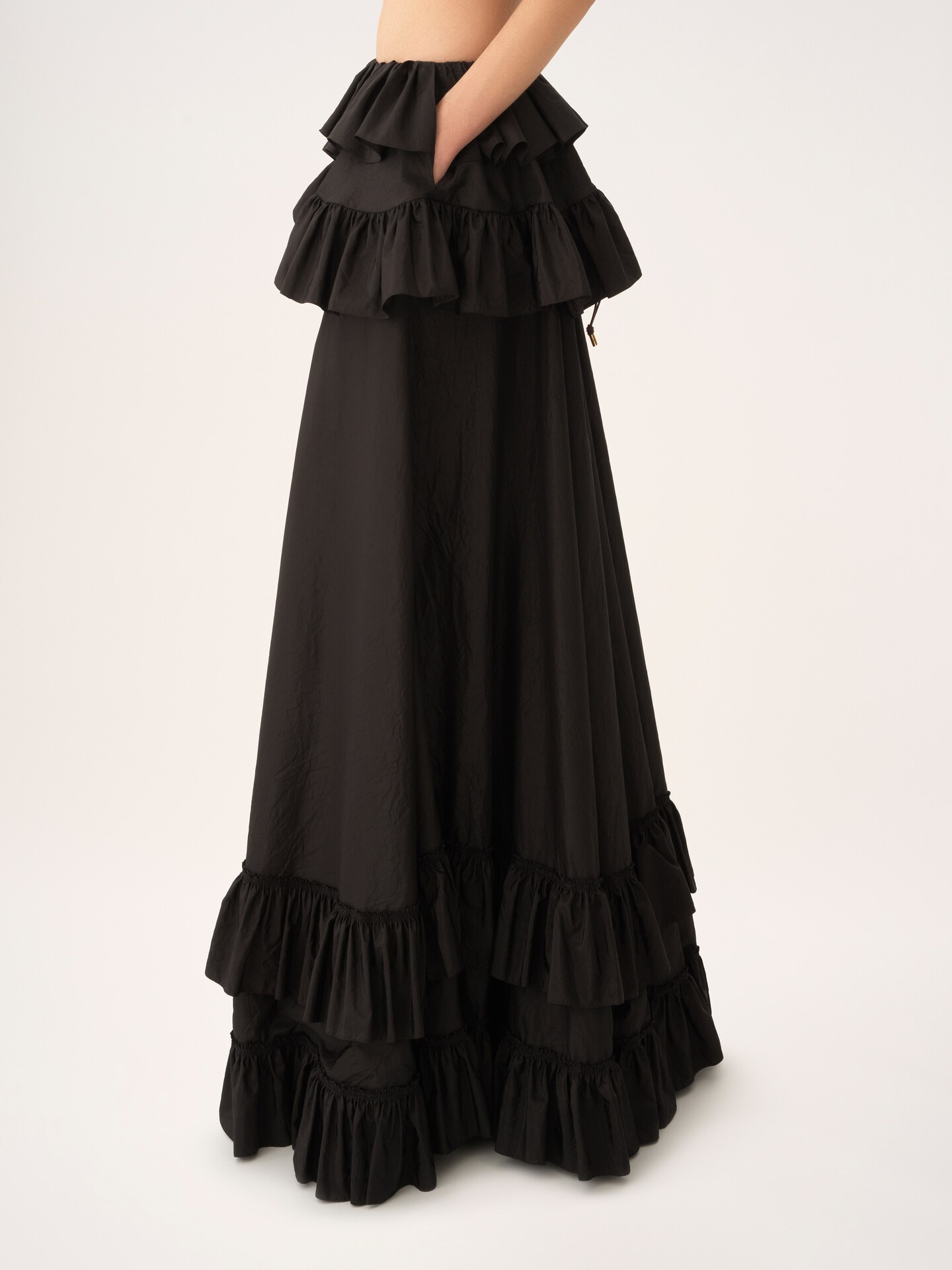 Tiered maxi skirt in washed silk taffeta - 6