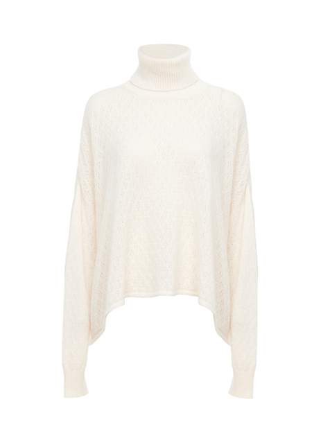 Generous turtleneck sweater in pointelle knit