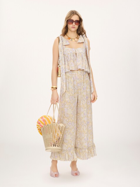 Tie-strap cropped top in soft cotton