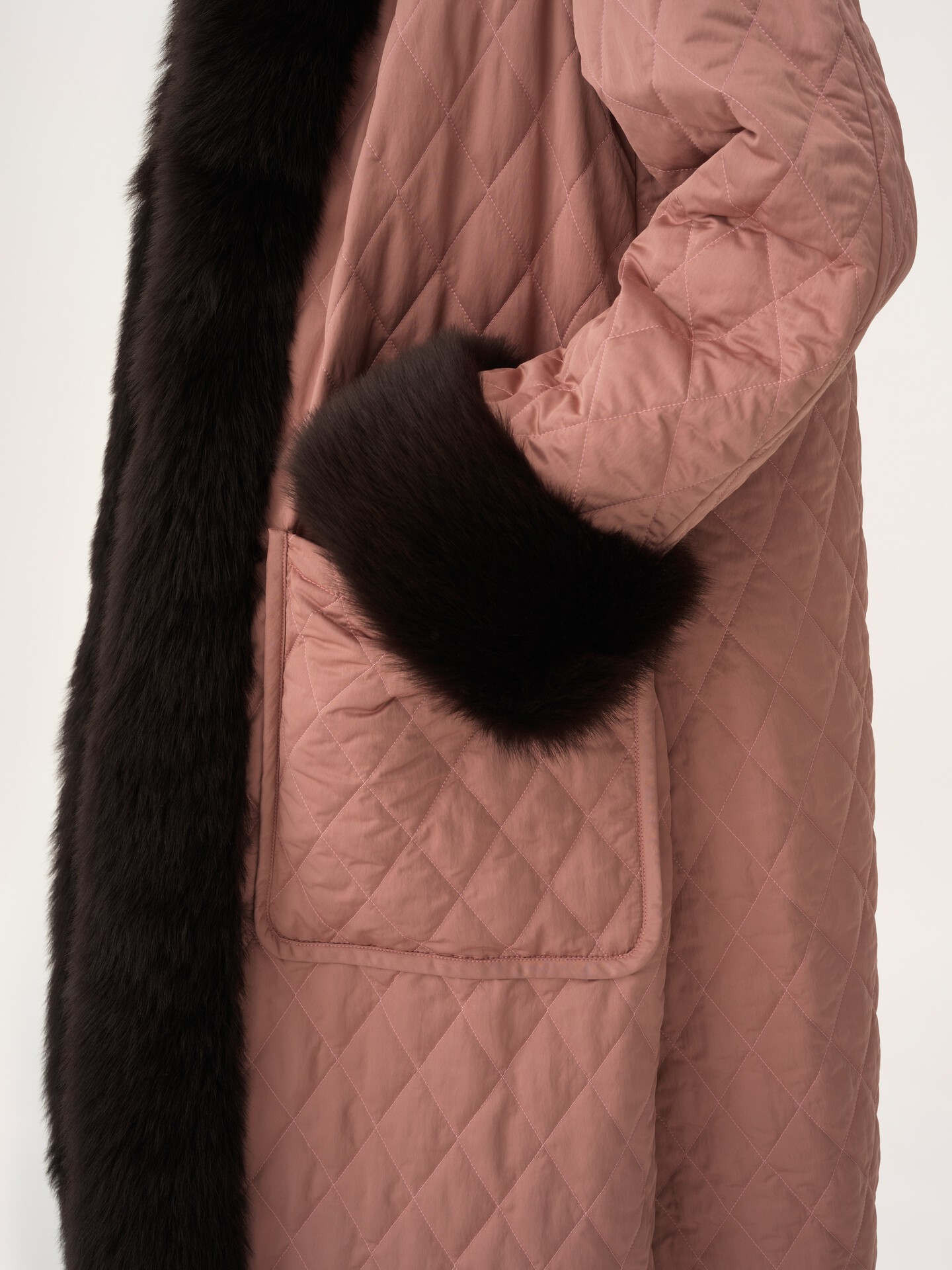 Long hybrid coat in technical satin - 8