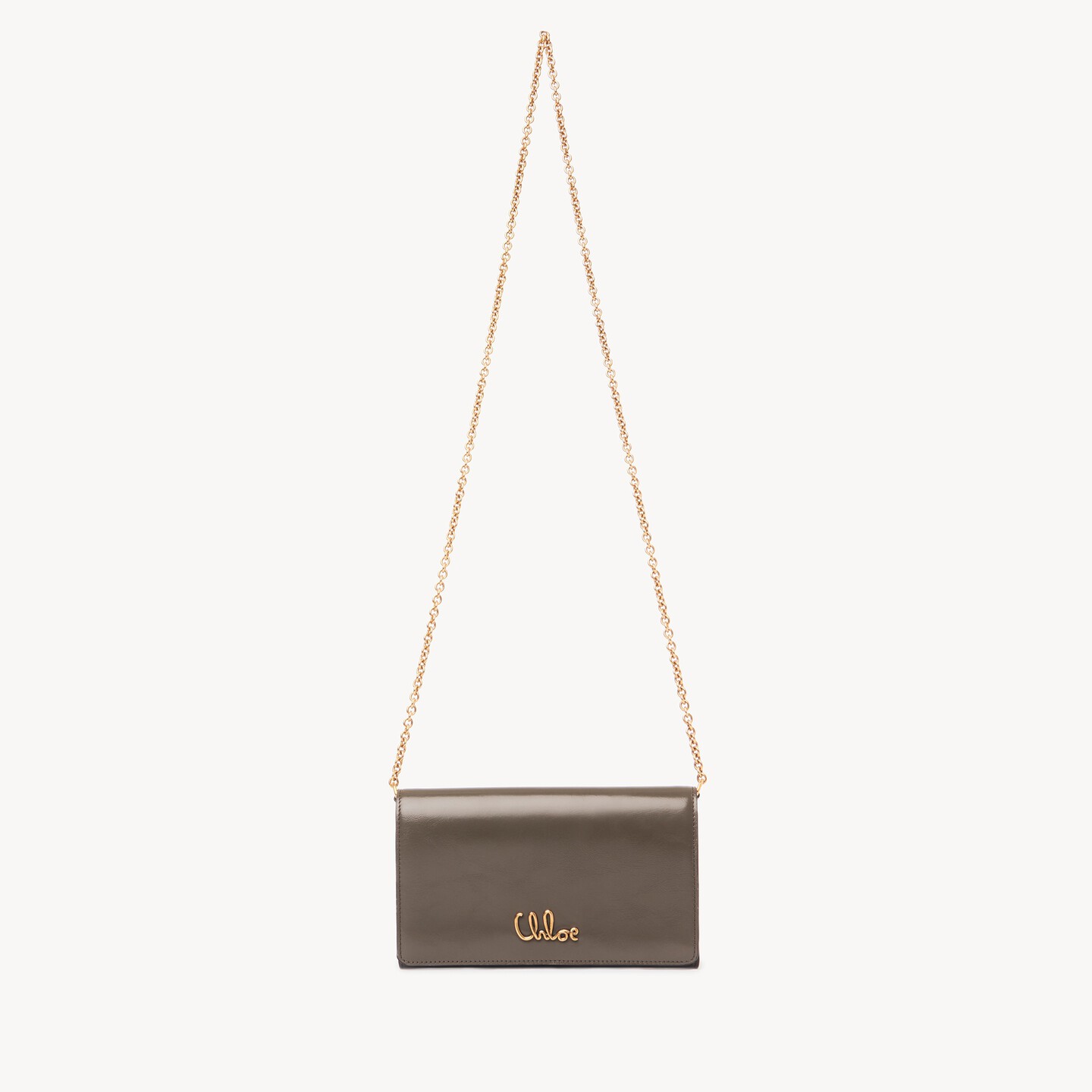 Chloé Iconic flap wallet on chain in shiny leather - 9