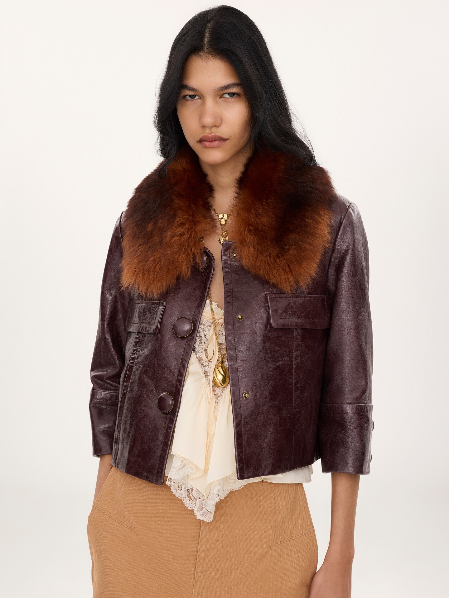 Cropped jacket in leather - 4