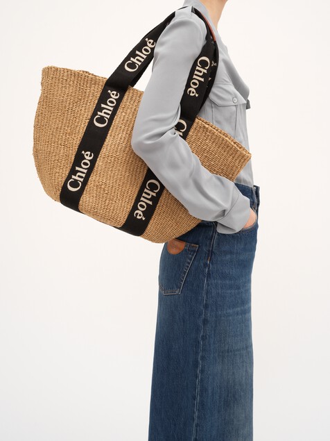Large Woody tote bag in natural fibres