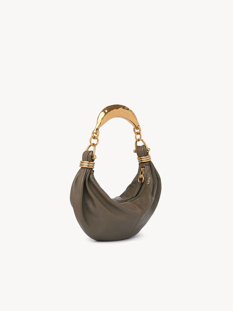 Small Bracelet Hobo Bag in grained leather